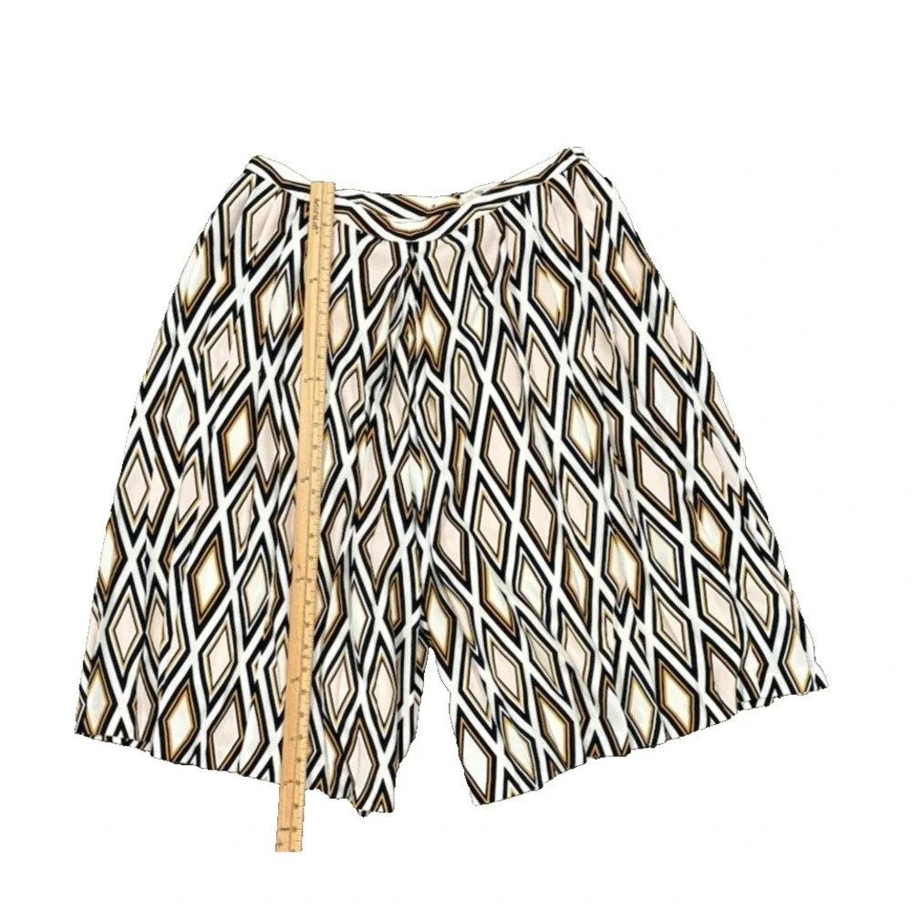 Tory Burch Faye Culotte Pants Sz 14 Ivory Solitaire Diamond Print Wide Leg Crop